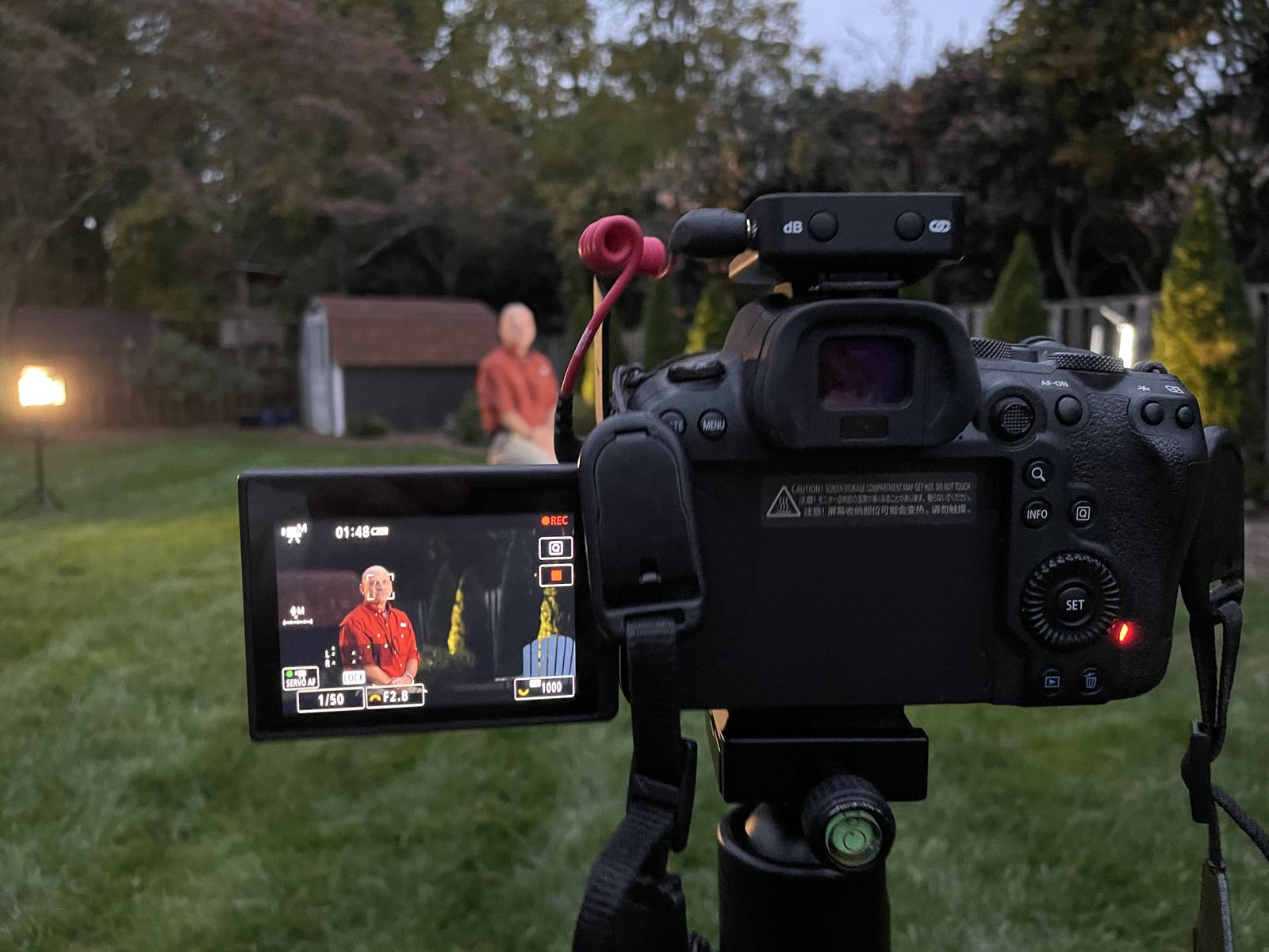 Setting up the founder interview in the yard